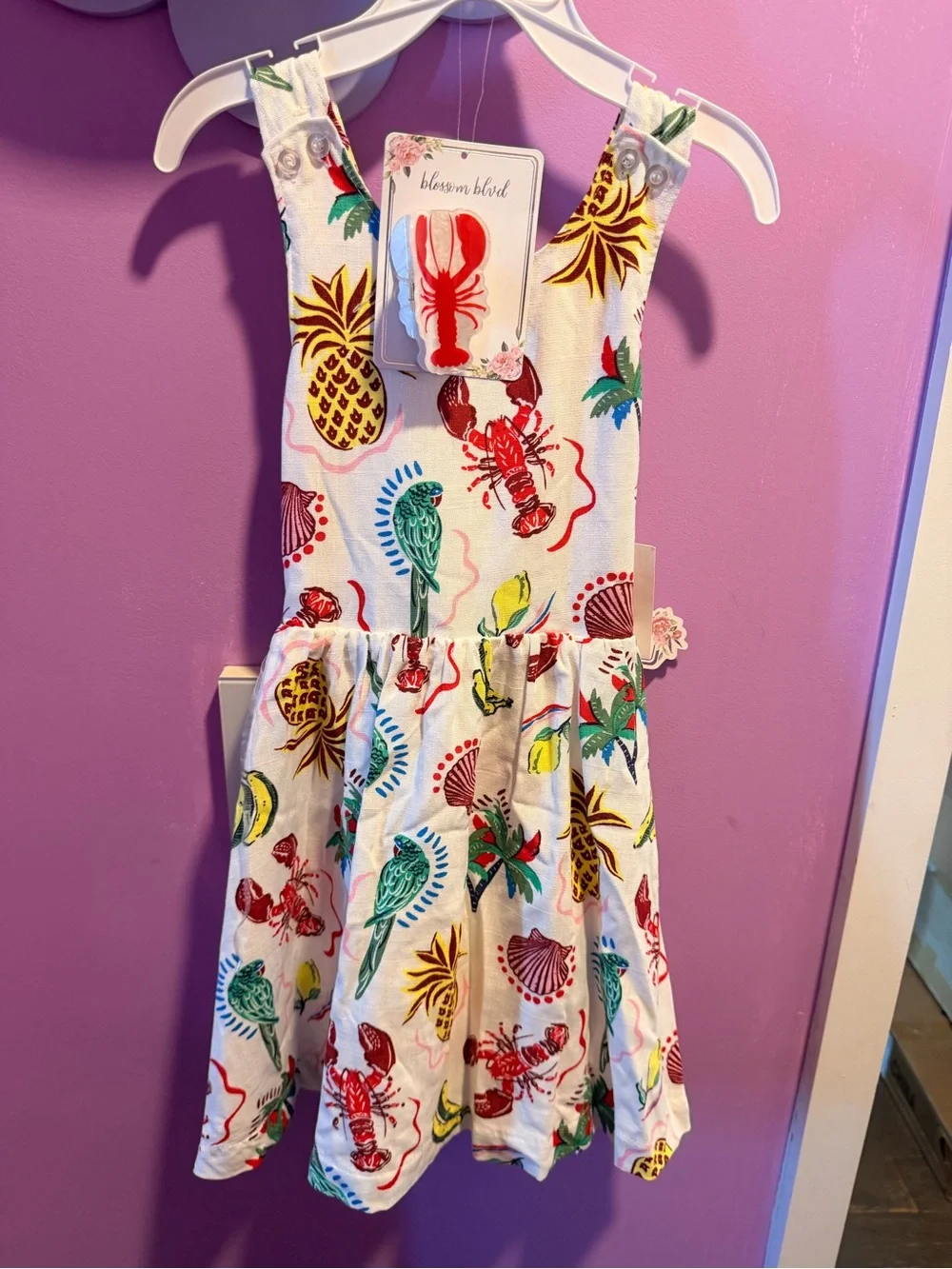Girls' Sleeveless Tropical Pinafore Dress - Multi